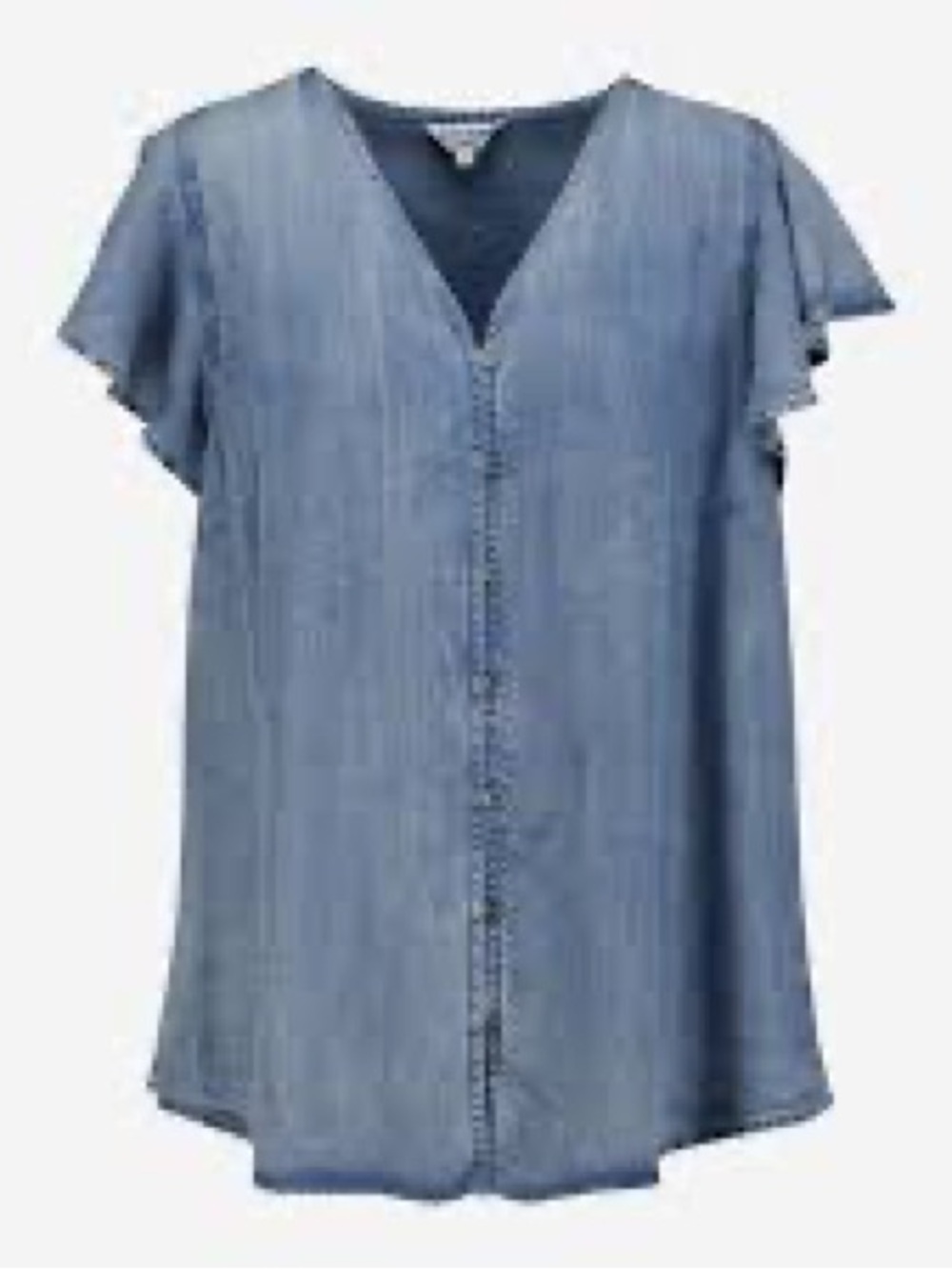 Velvet Heart Light Blue Denim Button-Front Flutter Sleeve Top